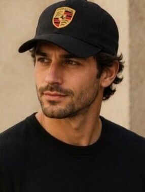 Porsche Black Cotton Adjustable Ball Cap Hat